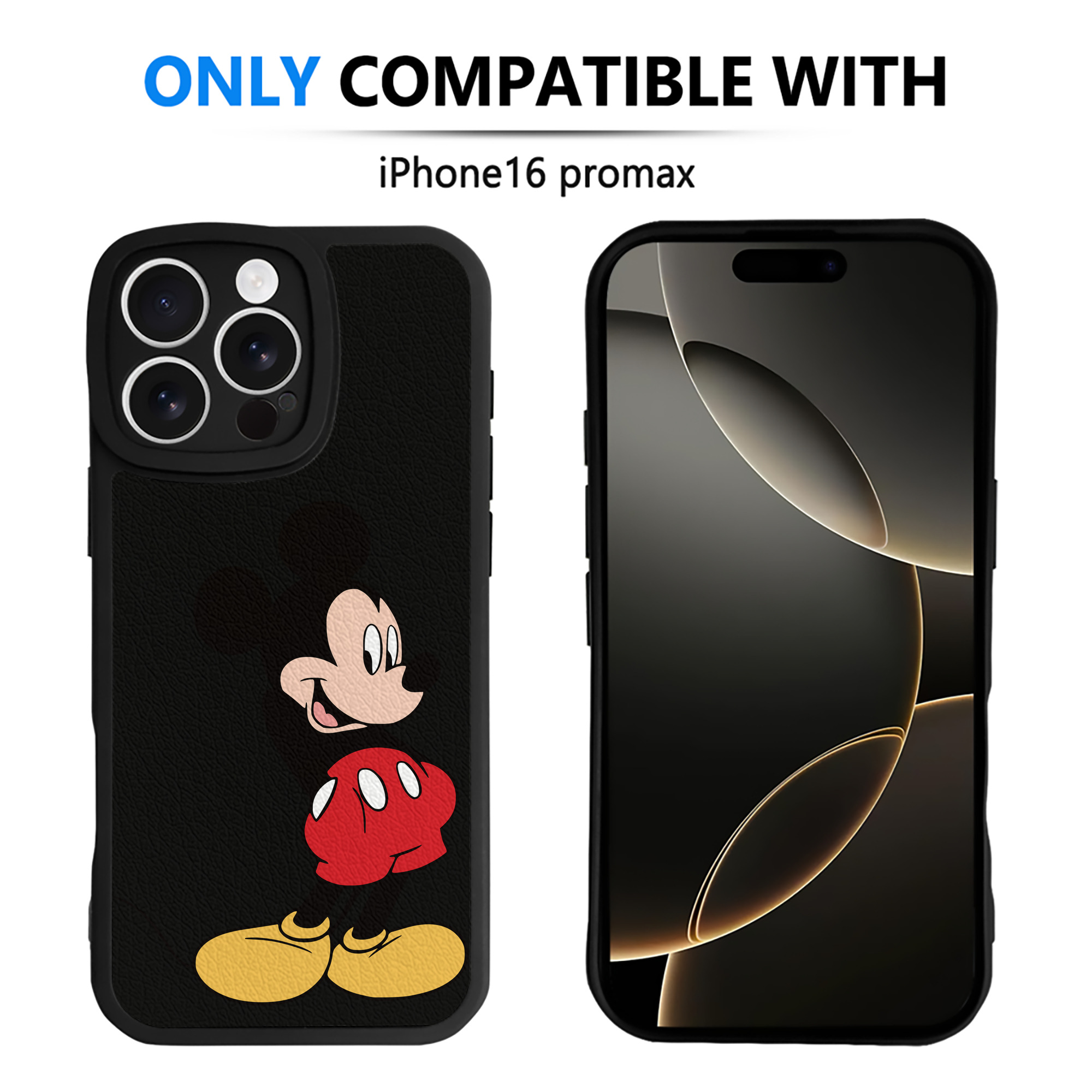 （画像用） ミッキーマウス Mickey Mouse 【iPhone 16シリーズ対応】シリコンスマホケース（レザー調） 材質：シリコン